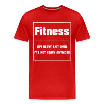 LIFT FUNNY FITNESS HEAVY MERDE SPORTS GYM STUDIO - T-shirt bio Premium Homme - rouge - Devant - Damien (186cm)