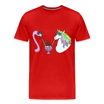 Flamingo licorne crème glacée tasse cadeau été crème glacée - T-shirt bio Premium Homme - rouge - Devant - Damien (186cm)