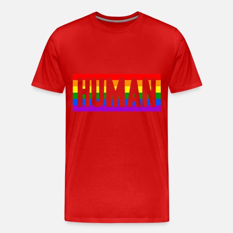 Human Mensch Regenbogen Geschenkidee - Männer Premium Bio T-Shirt - Rot
