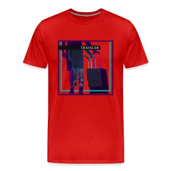 voyageur - T-shirt bio Premium Homme - rouge - Devant - Damien (186cm)