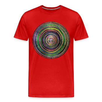 Hypnotischer Kreis - Männer Premium Bio T-Shirt - Rot - Vorne - Damien (186cm)