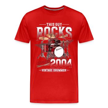 2004 Vintage Drum Drummer Anniversaire - T-shirt bio Premium Homme - rouge - Devant - Damien (186cm)