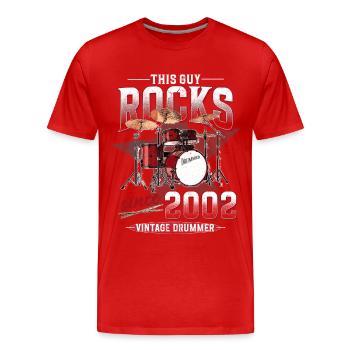 2002 Vintage Drums Drummer Birthday - Men's Premium Organic T-Shirt - red - Front - Damien (186cm)