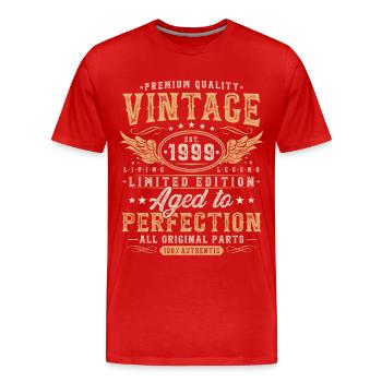 Vintage 1999 Jahrgang geboren Geburtstag Geschenk - Männer Premium Bio T-Shirt - Rot - Vorne - Damien (186cm)