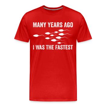 Many Years Ago I Was The Fastest - T-shirt bio Premium Homme - rouge - Devant - Damien (186cm)