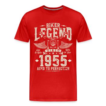 Légende du motard depuis 1955 - T-shirt bio Premium Homme - rouge - Devant - Damien (186cm)