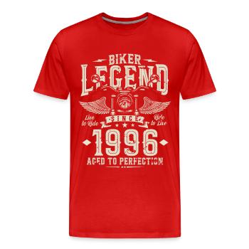 Légende du motard depuis 1996 - T-shirt bio Premium Homme - rouge - Devant - Damien (186cm)