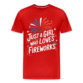 Pyrotechnie Feux d’artifice Pyrotechnie - T-shirt bio Premium Homme - rouge - Devant - Damien (186cm)