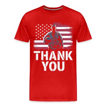 Veteran Military Soldier - Men's Premium Organic T-Shirt - red - Front - Damien (186cm)