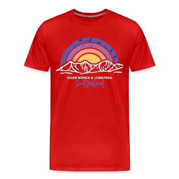 Eiger Mönch Jungfrau Jungfraujoch Schweiz Wandern - Männer Premium Bio T-Shirt - Rot - Vorne - Damien (186cm)