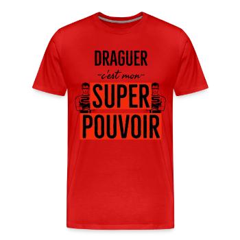 Draguer est mon super pouvoir. - T-shirt bio Premium Homme - rouge - Devant - Damien (186cm)
