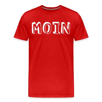 Moin Begrüßung Morgen - Männer Premium Bio T-Shirt - Rot - Vorne - Damien (186cm)
