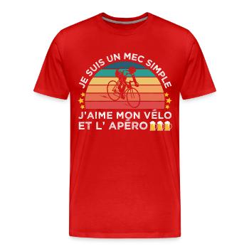 Vélo et apéro humour cycliste cadeau cyclisme - T-shirt bio Premium Homme - rouge - Devant - Damien (186cm)