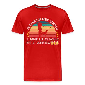 Chasse et apéro humour chasseur cadeau chasse cool - T-shirt bio Premium Homme - rouge - Devant - Damien (186cm)