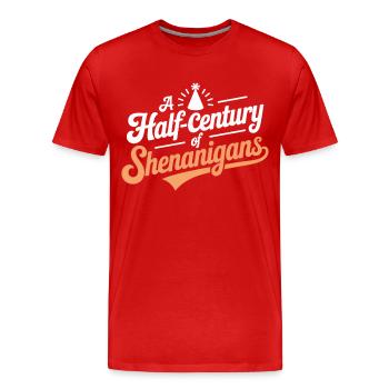 demi-siècle manigances chapeau de fête anniversaire - T-shirt bio Premium Homme - rouge - Devant - Damien (186cm)