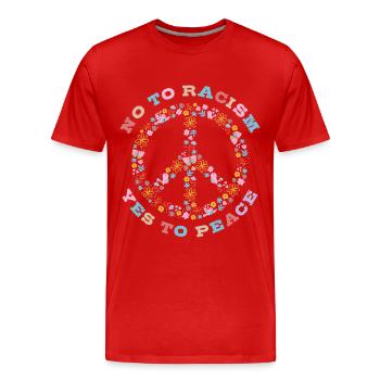 Non au racisme Oui à la paix - T-shirt bio Premium Homme - rouge - Devant - Damien (186cm)