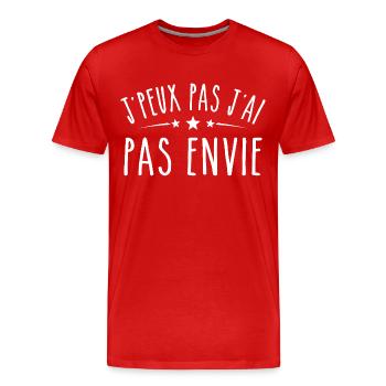 Je peux pas j'ai pas envie - T-shirt bio Premium Homme - rouge - Devant - Damien (186cm)