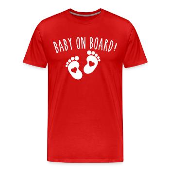 baby on board - T-shirt bio Premium Homme - rouge - Devant - Damien (186cm)