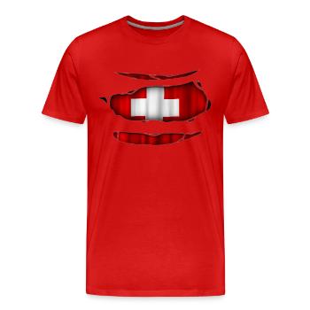 Switzerland flag torn 017 - Men's Premium Organic T-Shirt - red - Front - Damien (186cm)