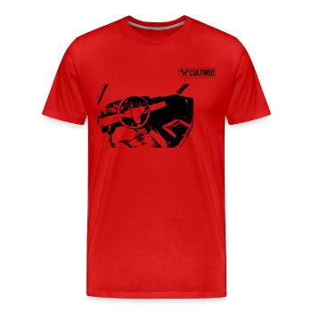 G Modell Interieur - Männer Premium Bio T-Shirt - Rot - Vorne - Damien (186cm)