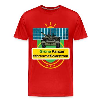 Grüne Panzer fahren mit Solarstrom - Männer Premium Bio T-Shirt - Rot - Vorne - Damien (186cm)