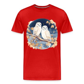 Schleiereule Eulen für einen Eulen Fan - Männer Premium Bio T-Shirt - Rot - Vorne - Damien (186cm)