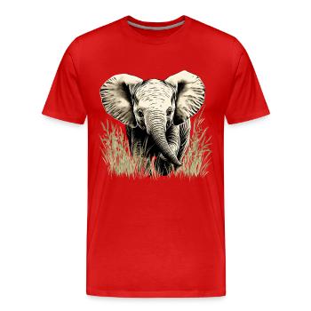 Elephant Baby - Men's Premium Organic T-Shirt - red - Front - Damien (186cm)