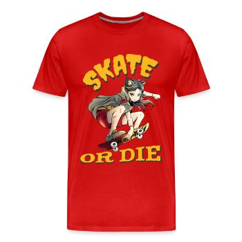 Skate oder stirb Skateboarder Anime Mädchen - Männer Premium Bio T-Shirt - Rot - Vorne - Damien (186cm)
