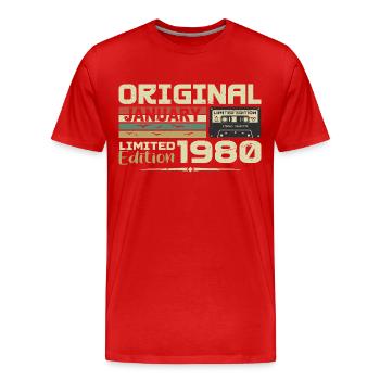 Januar 1980 | Januar 1980 Geburtstagsgeschenk - Männer Premium Bio T-Shirt - Rot - Vorne - Damien (186cm)
