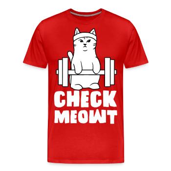 gym cat check me out meowt fit - T-shirt bio Premium Homme - rouge - Devant - Damien (186cm)