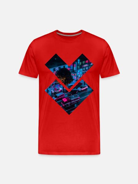 Cyberpunk néons - T-shirt bio Premium Homme - rouge