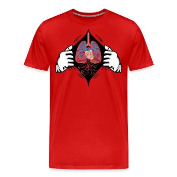 Cœur, poumons, système cœur-poumon - T-shirt bio Premium Homme - rouge - Devant - Damien (186cm)