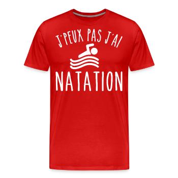 Schwimmen Ich kann nicht schwimmen Schwimmer - Männer Premium Bio T-Shirt - Rot - Vorne - Damien (186cm)