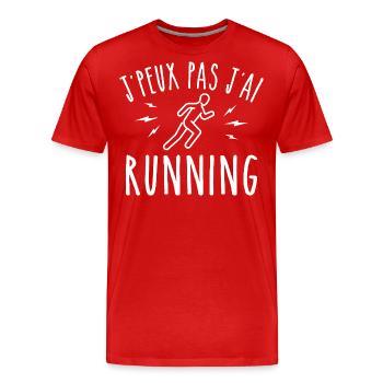 running je peux pas j'ai running coureur - T-shirt bio Premium Homme - rouge - Devant - Damien (186cm)