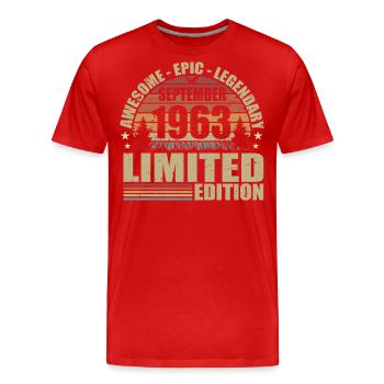 1963 September 1963 Jubiläum September 1963 - Männer Premium Bio T-Shirt - Rot - Vorne - Damien (186cm)