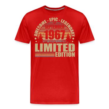1967 September 1967 Jubiläum September 1967 - Männer Premium Bio T-Shirt - Rot - Vorne - Damien (186cm)