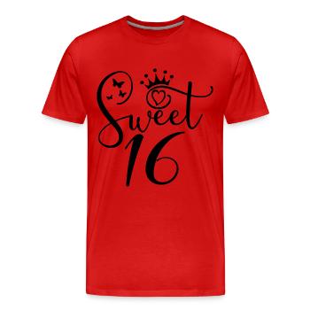 Süßes sechzehn süßes Geschenk zum 16. Geburtstag 16 Jahre alt - Männer Premium Bio T-Shirt - Rot - Vorne - Damien (186cm)