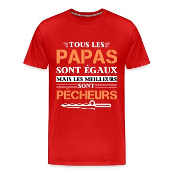 Cadeau Papa Pecheur Humour Peche - T-shirt bio Premium Homme - rouge - Devant - Damien (186cm)