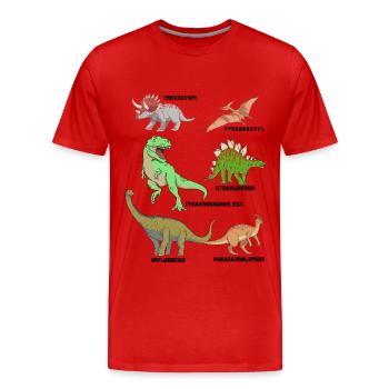 Dinosaurier Arten - Männer Premium Bio T-Shirt - Rot - Vorne - Damien (186cm)
