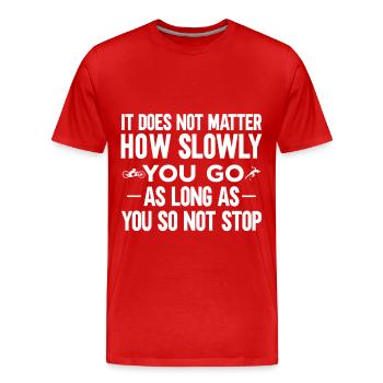 Paratriathleten Fitness World Triathlon Para-serie - Männer Premium Bio T-Shirt - Rot - Vorne - Damien (186cm)