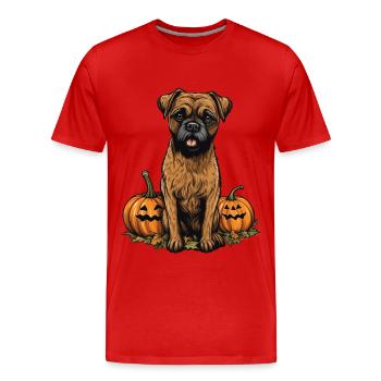 Border Terrier Hundekürbis Faule Halloween-Party - Männer Premium Bio T-Shirt - Rot - Vorne - Damien (186cm)