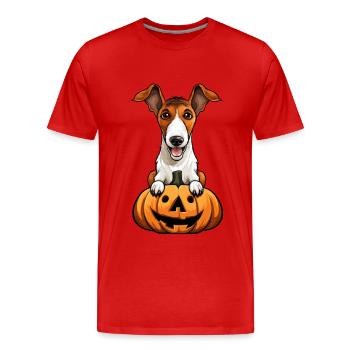 Fox Terrier Chien Citrouille Paresseuse Fête d’Halloween - T-shirt bio Premium Homme - rouge - Devant - Damien (186cm)