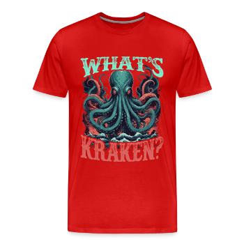 Kraken Legendary sea creature. - Men's Premium Organic T-Shirt - red - Front - Damien (186cm)