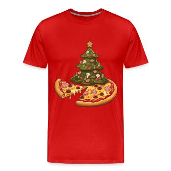 Pizza Christmas Tree Pepperoni Food Gifts for Men - Männer Premium Bio T-Shirt - Rot - Vorne - Damien (186cm)