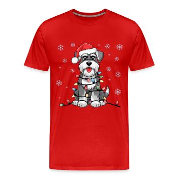 Standard Schnauzer Lumières de Noël Chiens de Noël - T-shirt bio Premium Homme - rouge - Devant - Damien (186cm)