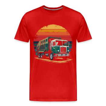 Retro Recycling Garbage Truck Sanitation Worker - Men's Premium Organic T-Shirt - red - Front - Damien (186cm)