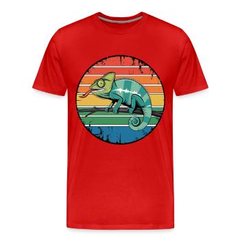 Retro Chameleon Owner Sunset for Reptile Lovers - Männer Premium Bio T-Shirt - Rot - Vorne - Damien (186cm)