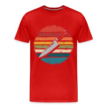 Couteau de chef vintage Cadeaux de cuisine culinaire Chefs - T-shirt bio Premium Homme - rouge - Devant - Damien (186cm)