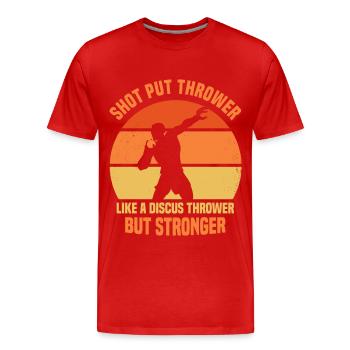 Lancer du poids - T-shirt bio Premium Homme - rouge - Devant - Damien (186cm)