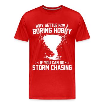 Sturm Spotter | Sturmjäger Sturmwarnungen Geschenk - Männer Premium Bio T-Shirt - Rot - Vorne - Damien (186cm)